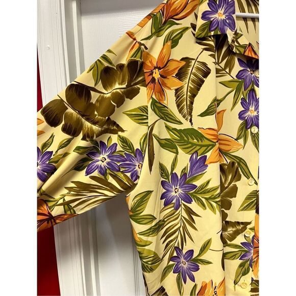 Susan Graver Yellow Floral Print Button Down Tunic Top Padded sz 3X EUC - Picture 4 of 6